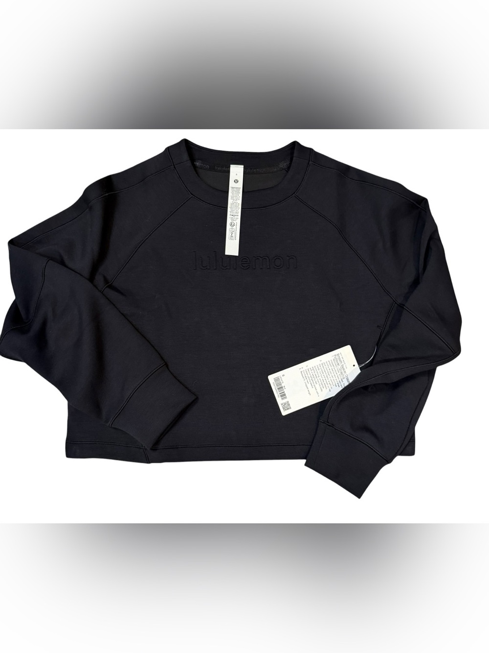 lululemon NWT  Black smooth Spacer Cropped Crew Sweatshirt graphic